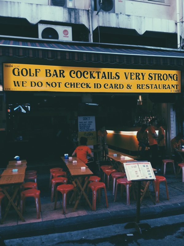 Colored Photograph of a Bar on Khao San Road.